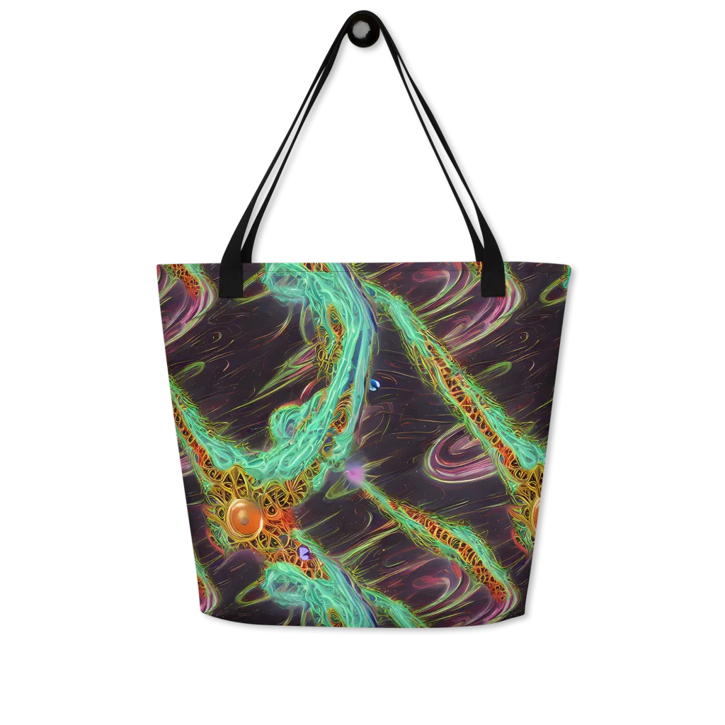Turquoise Vortex on Large Tote Bag W/ Pocket — Front