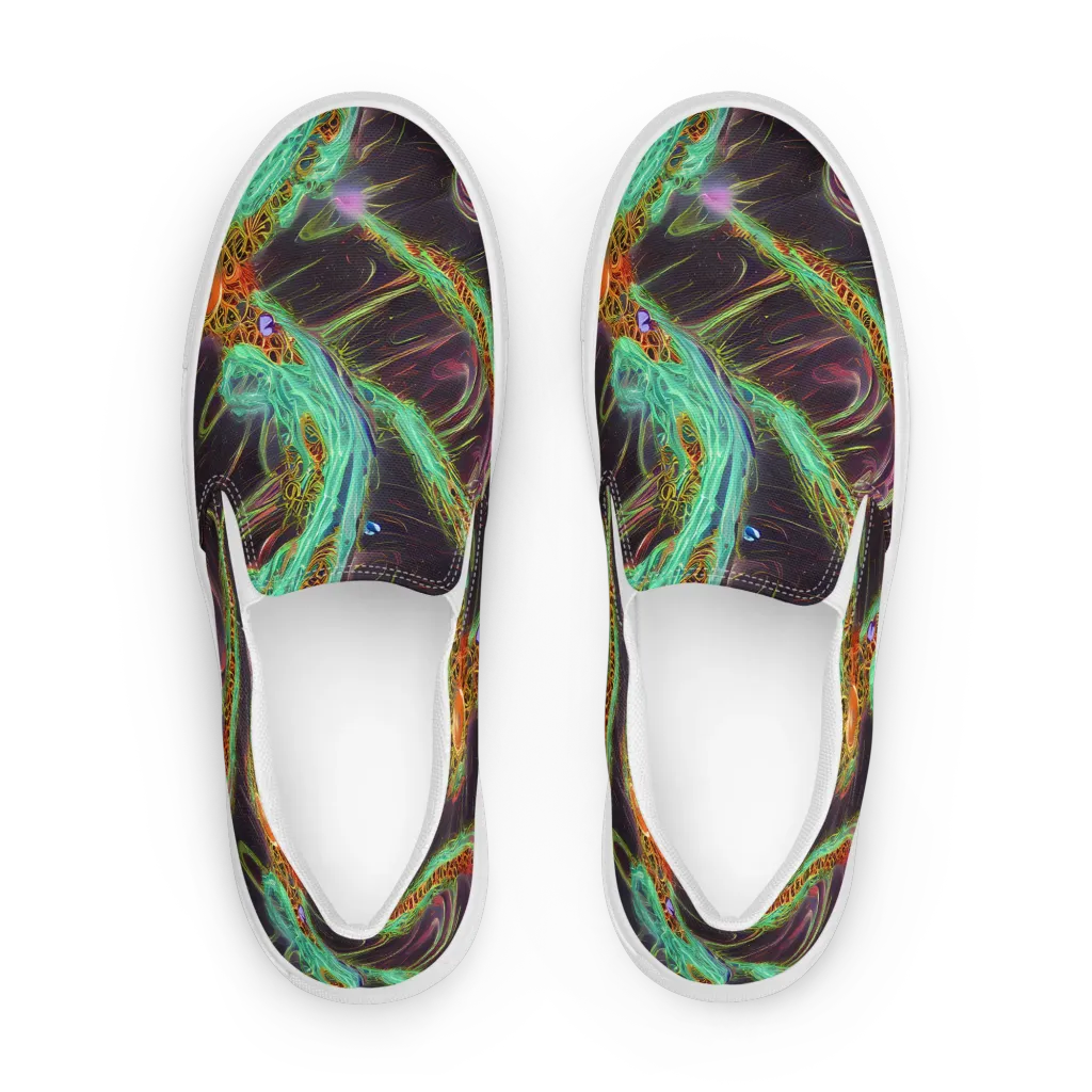 Turquoise Vortex on Women's Slip-On Canvas Shoes — Front