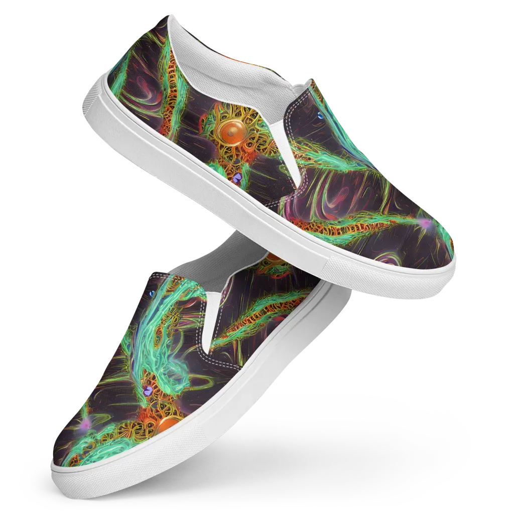Turquoise Vortex on Women's Slip-On Canvas Shoes — Front