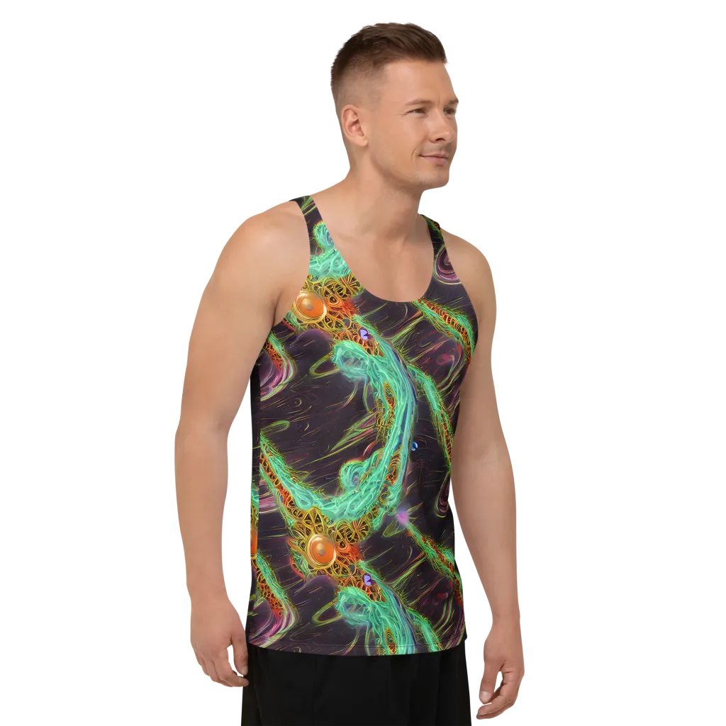 Turquoise Vortex on Men's Tank Top — Right Front