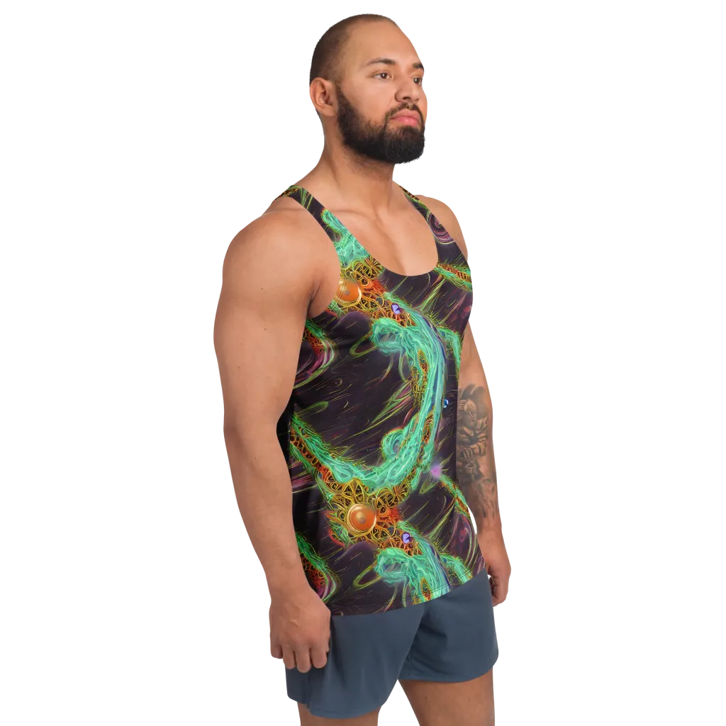 Turquoise Vortex on Men's Tank Top — Right Front