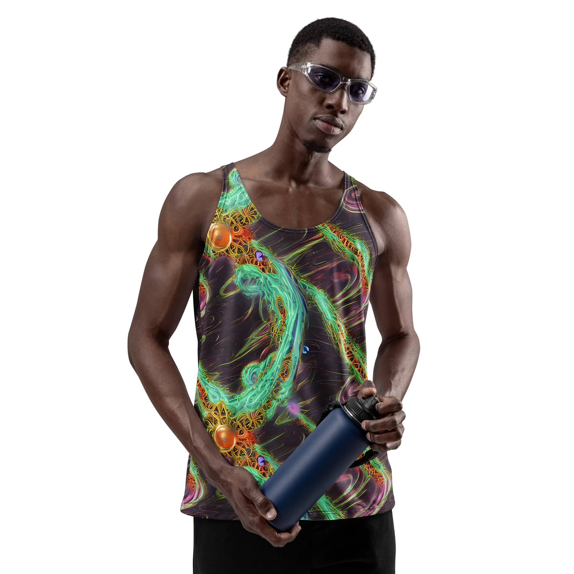Turquoise Vortex on Men's Tank Top — Front