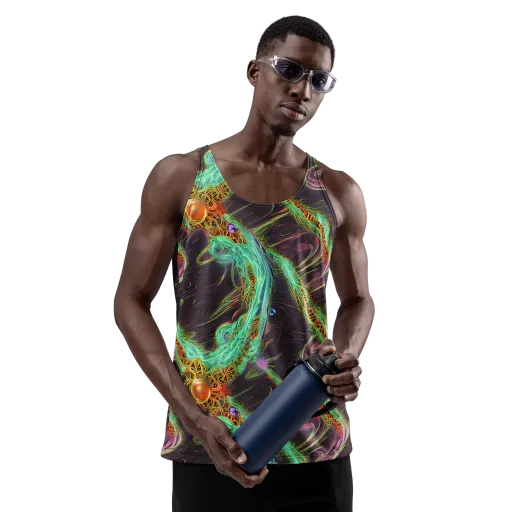 Turquoise Vortex on a Men's Tank Top