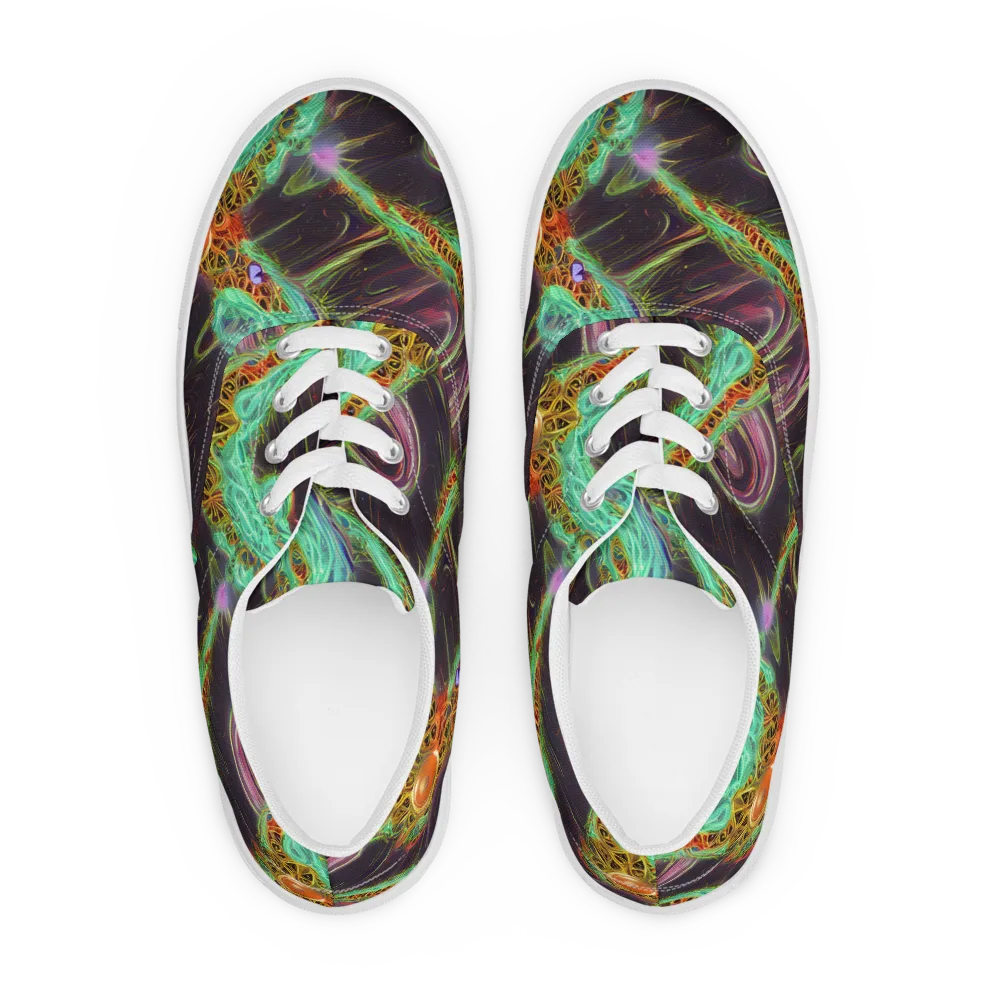 Turquoise Vortex on Men's Lace-Up Canvas Shoes — Front