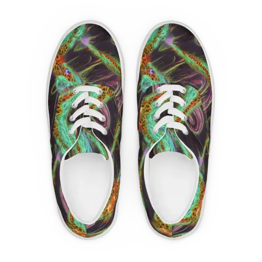 Turquoise Vortex on a Men's Lace-Up Canvas Shoes