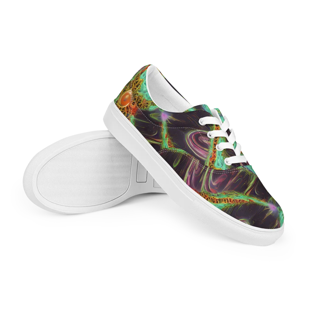 Turquoise Vortex on Men's Lace-Up Canvas Shoes — Right Front
