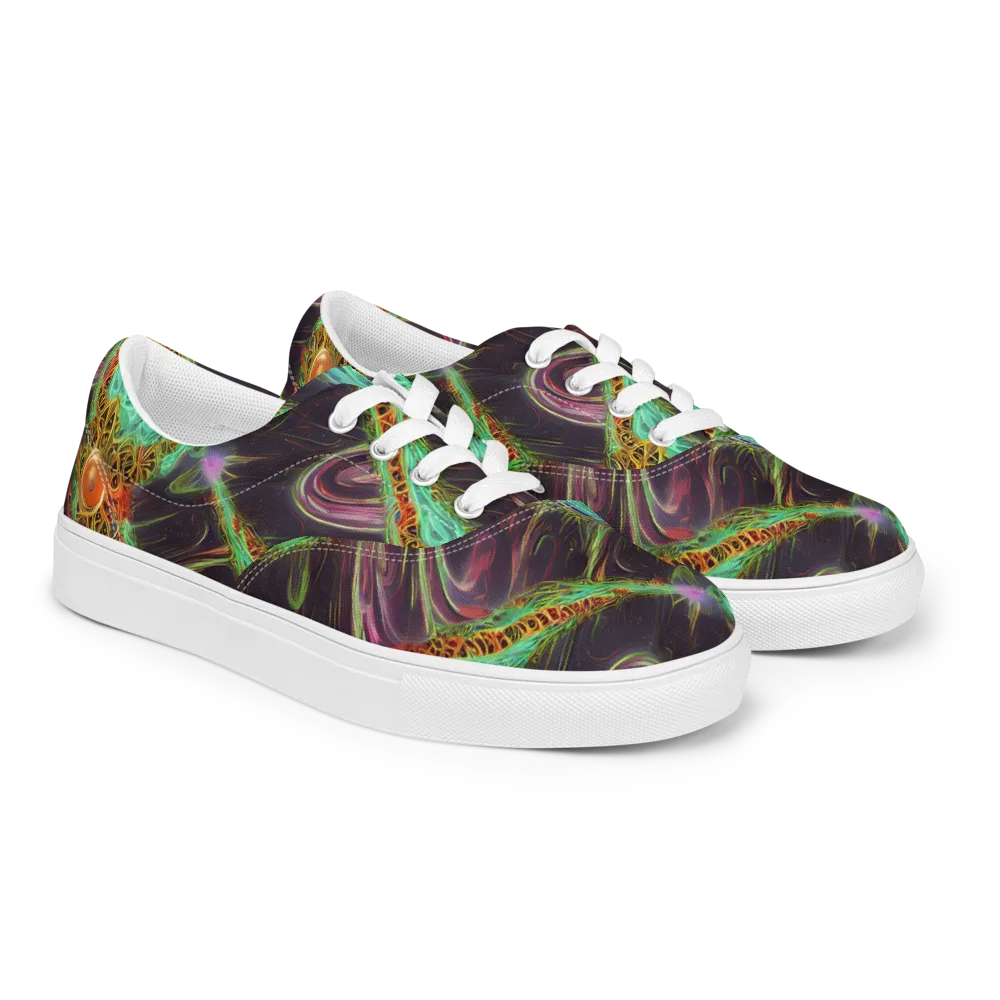 Turquoise Vortex on Men's Lace-Up Canvas Shoes — Right Front