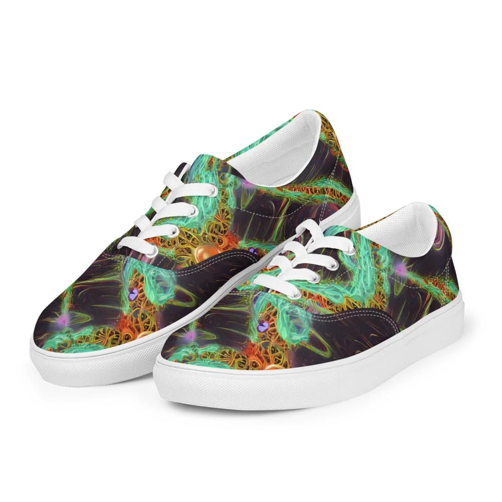 Turquoise Vortex on Men's Lace-Up Canvas Shoes — Left Front