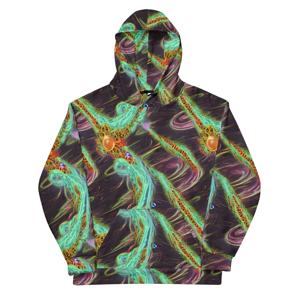 Turquoise Vortex on Cotton Hoodie — Front