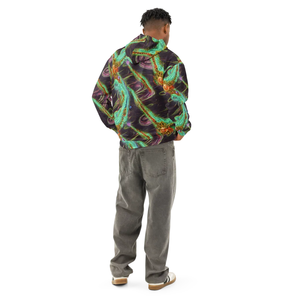 Turquoise Vortex on Cotton Hoodie — Back