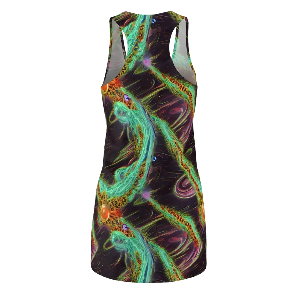 Turquoise Vortex on Racerback Dress — Back