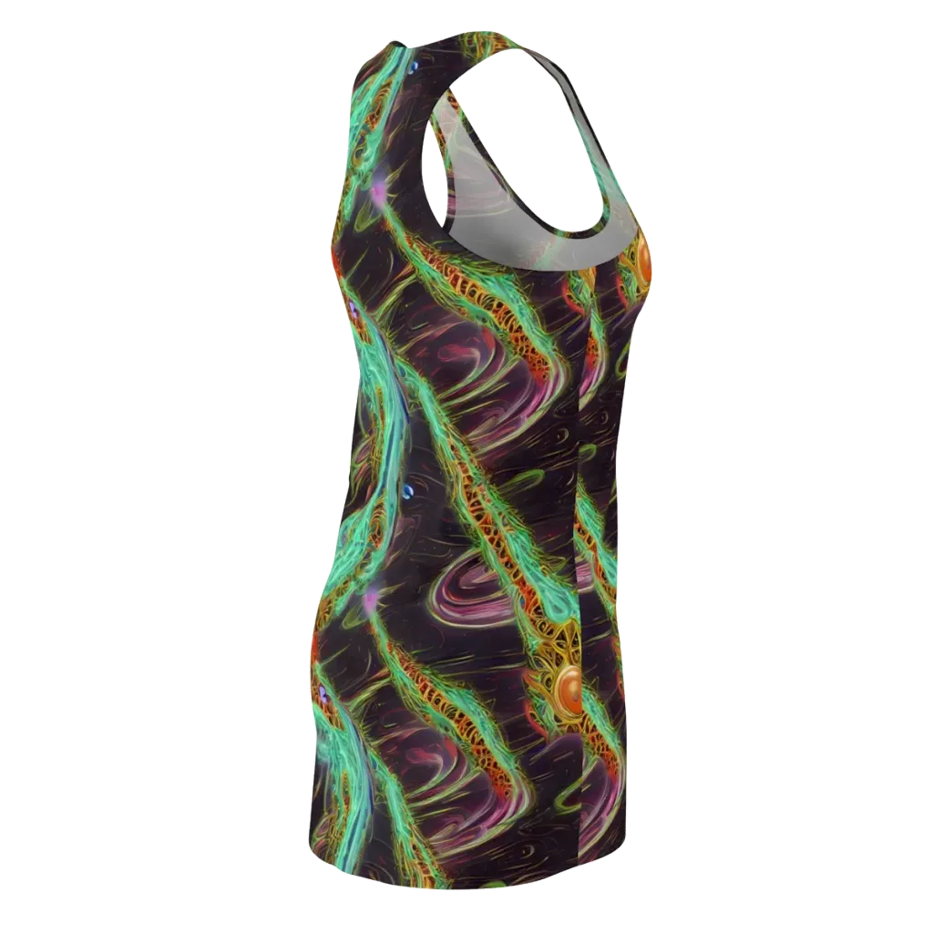 Turquoise Vortex on Racerback Dress — Back Side
