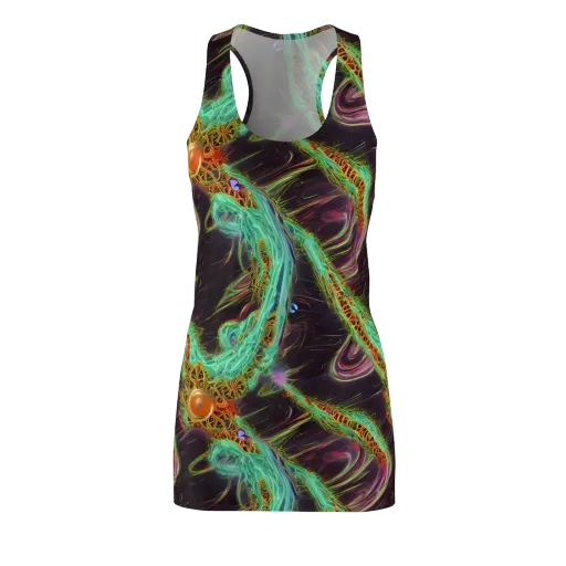 Turquoise Vortex on a Racerback Dress