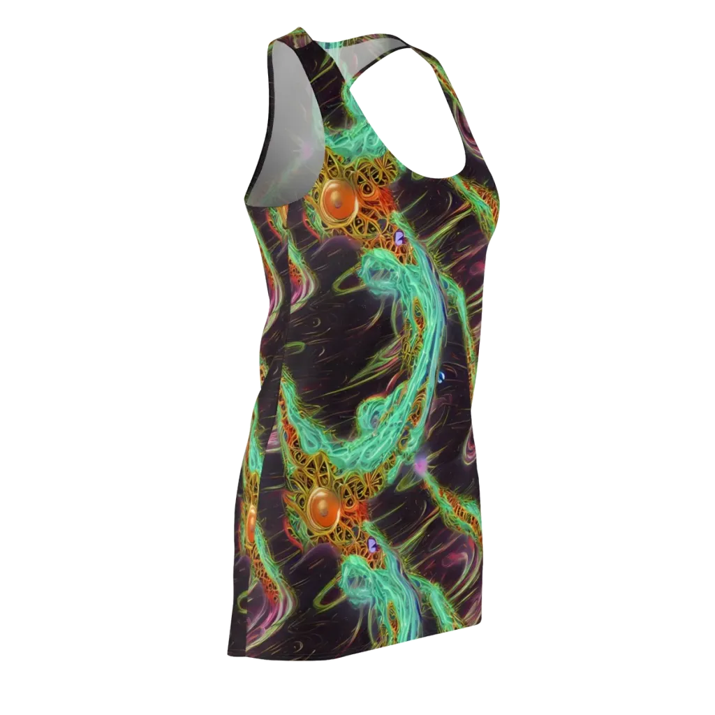 Turquoise Vortex on Racerback Dress — Front Side