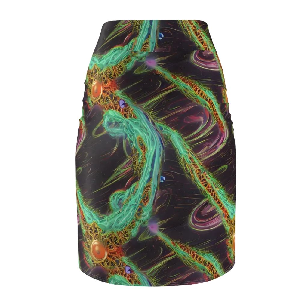 Turquoise Vortex on Pencil Skirt — Back