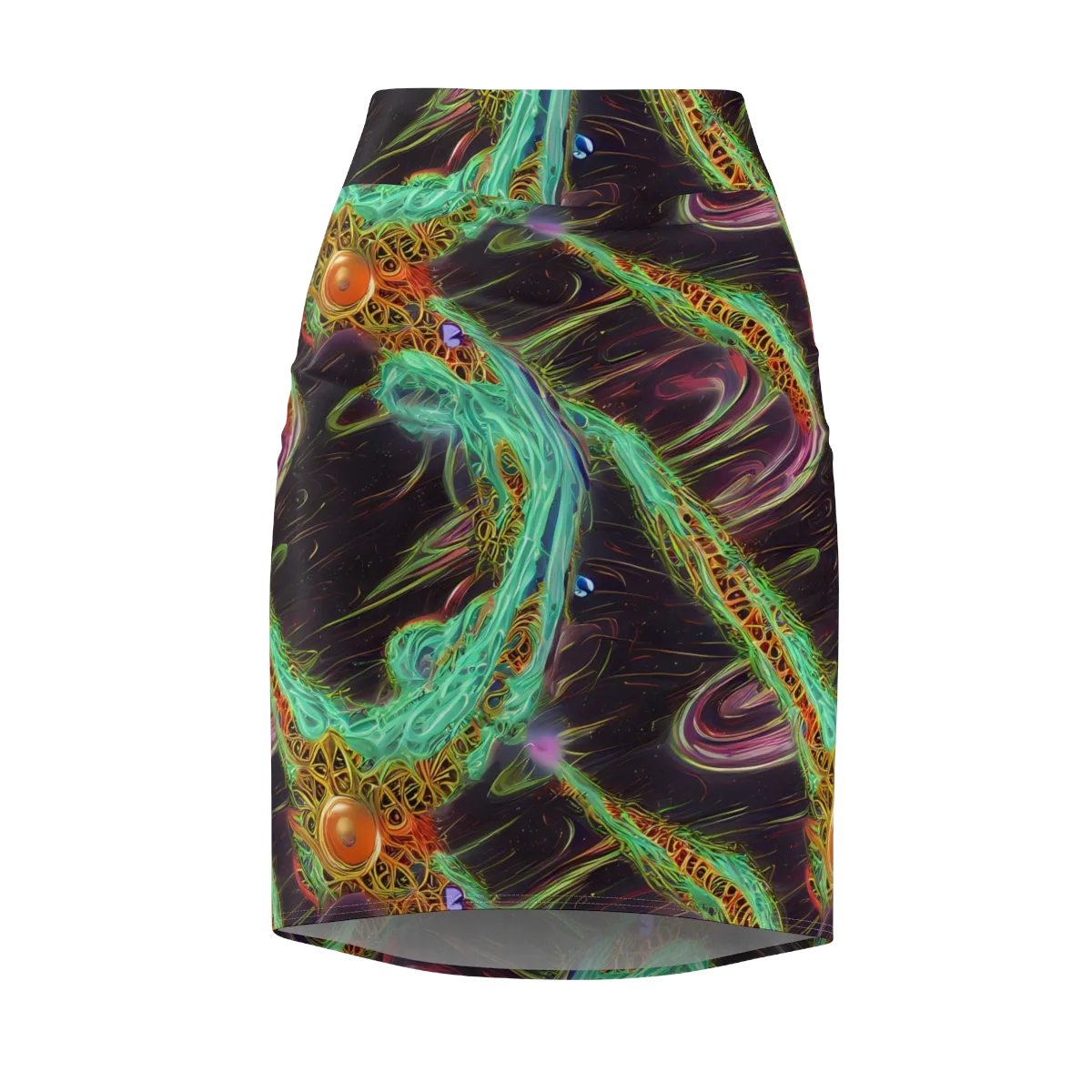 Turquoise Vortex on Pencil Skirt — Front