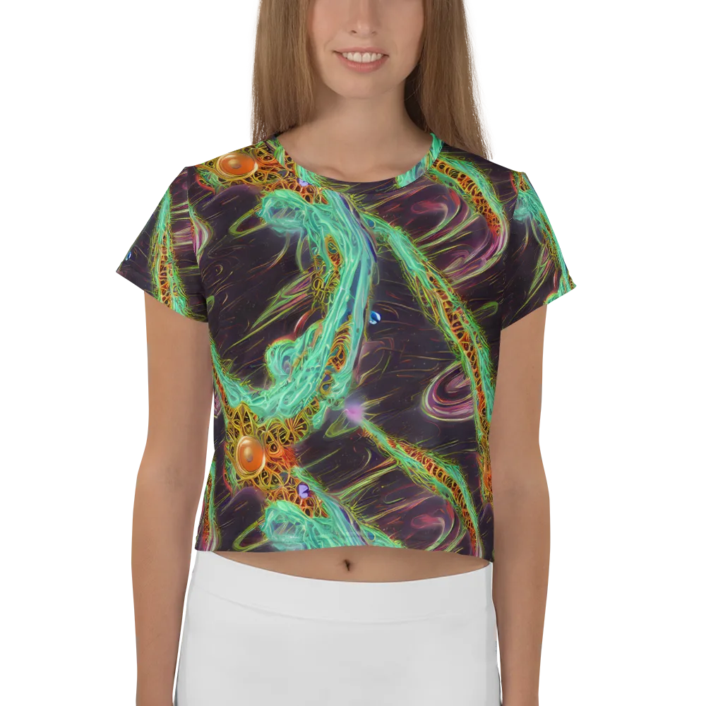 Turquoise Vortex on Crop Tee — Front