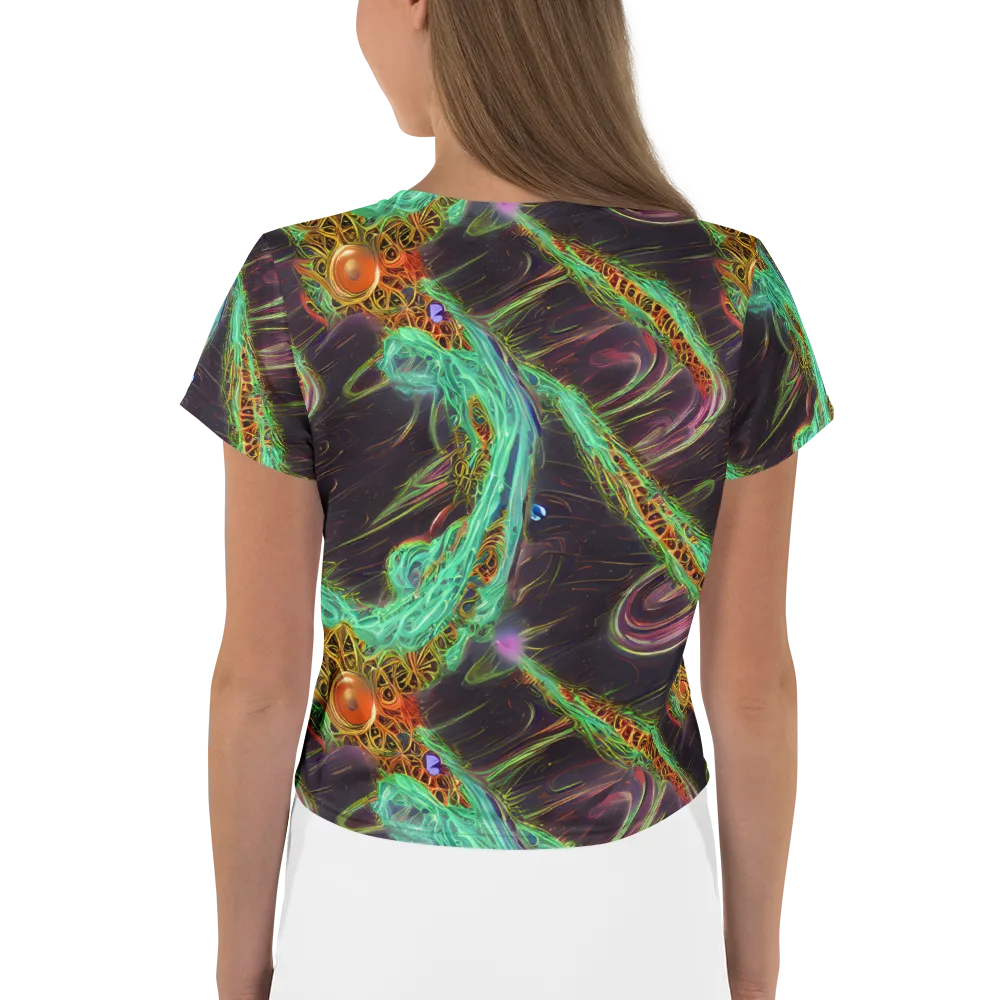 Turquoise Vortex on Crop Tee — Back