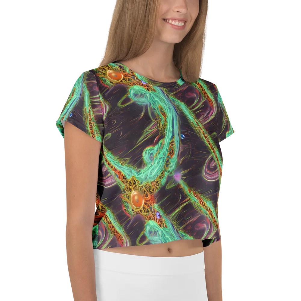 Turquoise Vortex on Crop Tee — Right