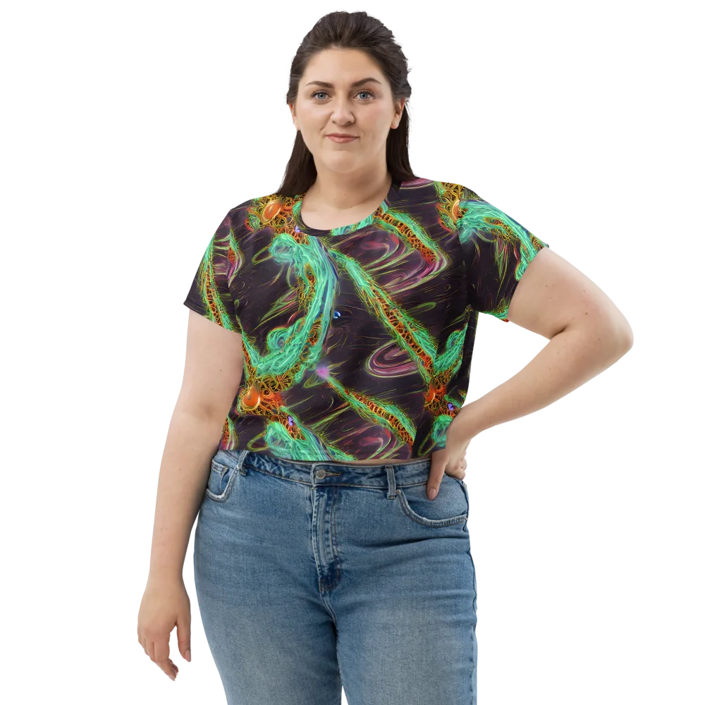 Turquoise Vortex on Crop Tee — Front