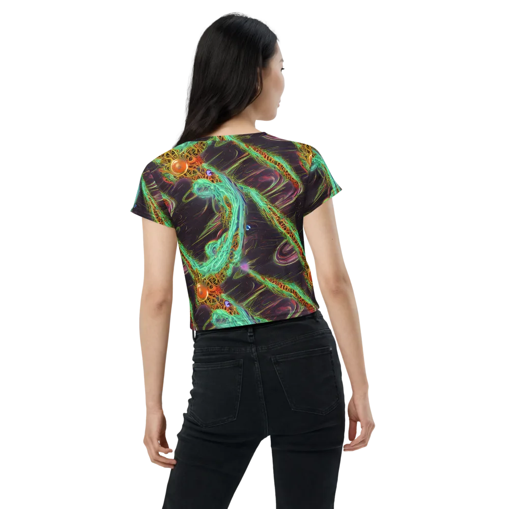 Turquoise Vortex on Crop Tee — Back