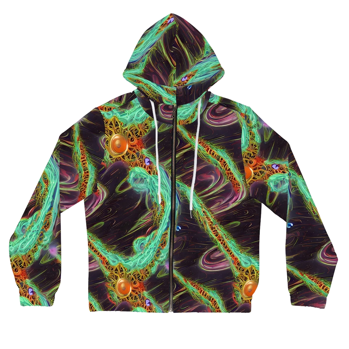 Turquoise Vortex on Women's Full-Zip Hoodie — Front