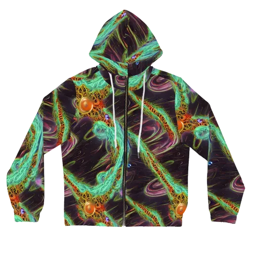 Turquoise Vortex on a Women's Full-Zip Hoodie