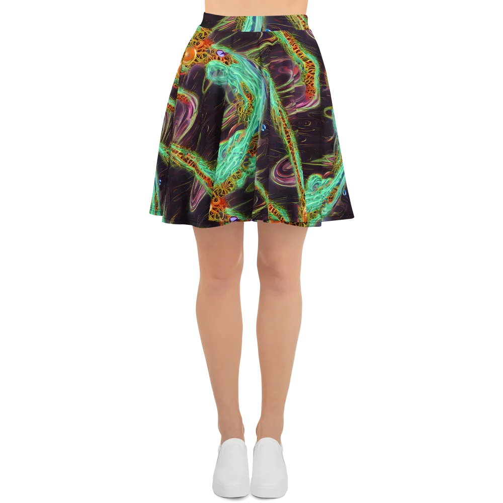 Turquoise Vortex on Skater Skirt — Front