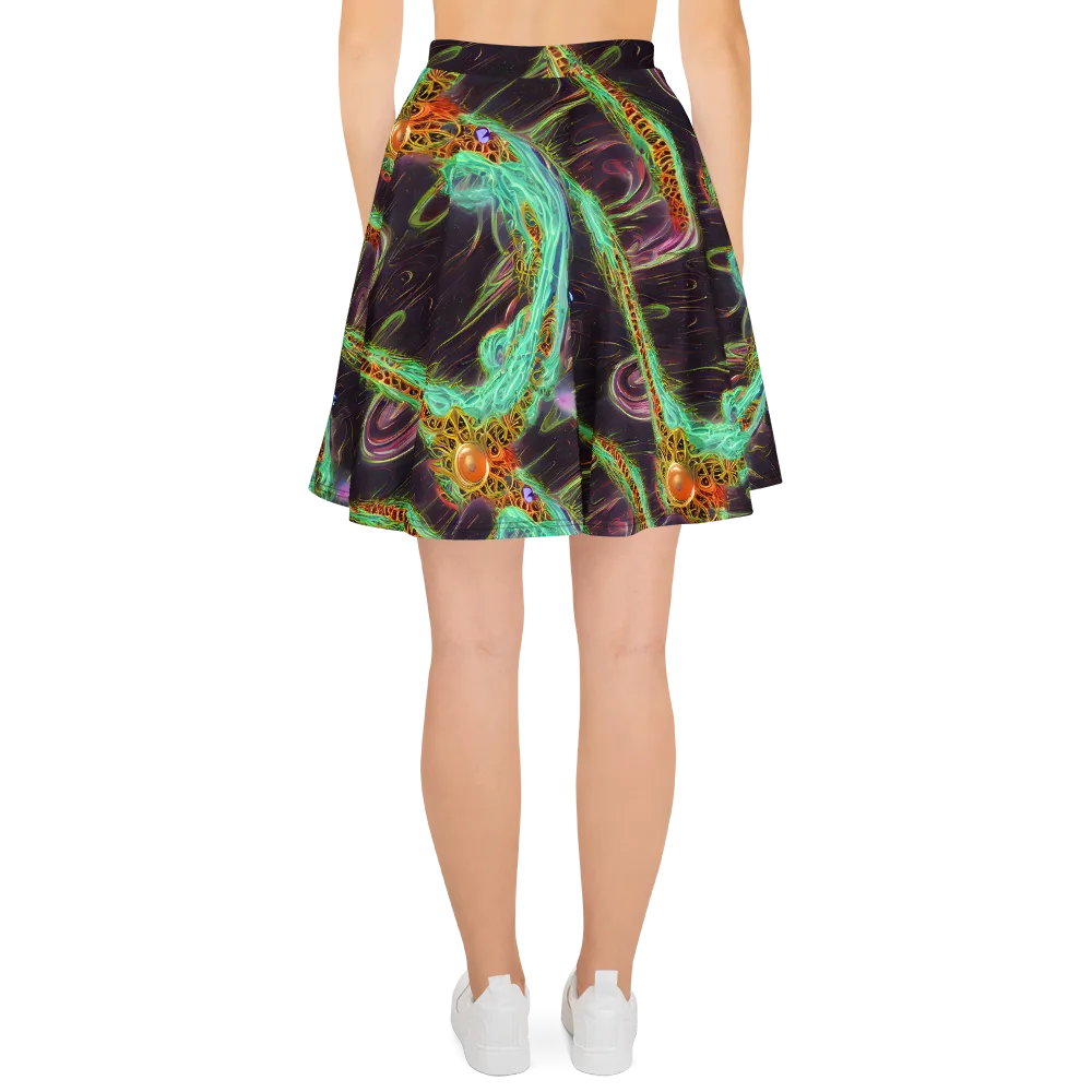 Turquoise Vortex on Skater Skirt — Back
