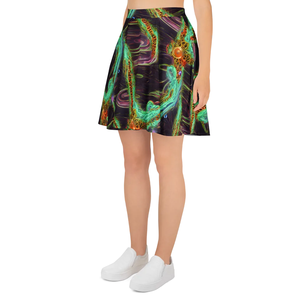 Turquoise Vortex on Skater Skirt — Left