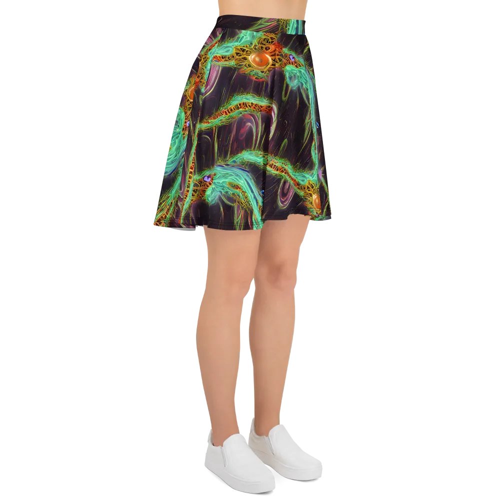 Turquoise Vortex on Skater Skirt — Right
