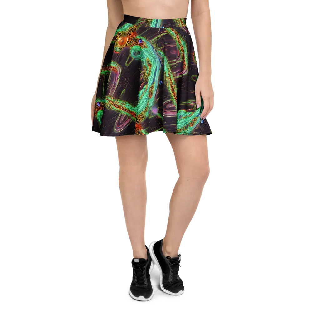 Turquoise Vortex on Skater Skirt — Front
