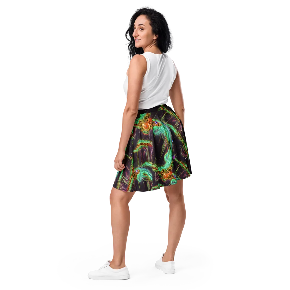Turquoise Vortex on Skater Skirt — Back