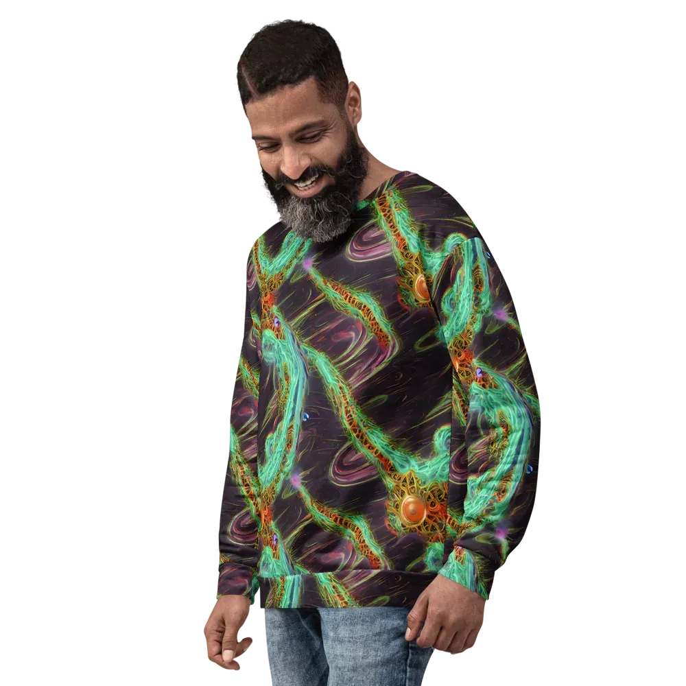 Turquoise Vortex on Sweatshirt — Left Front