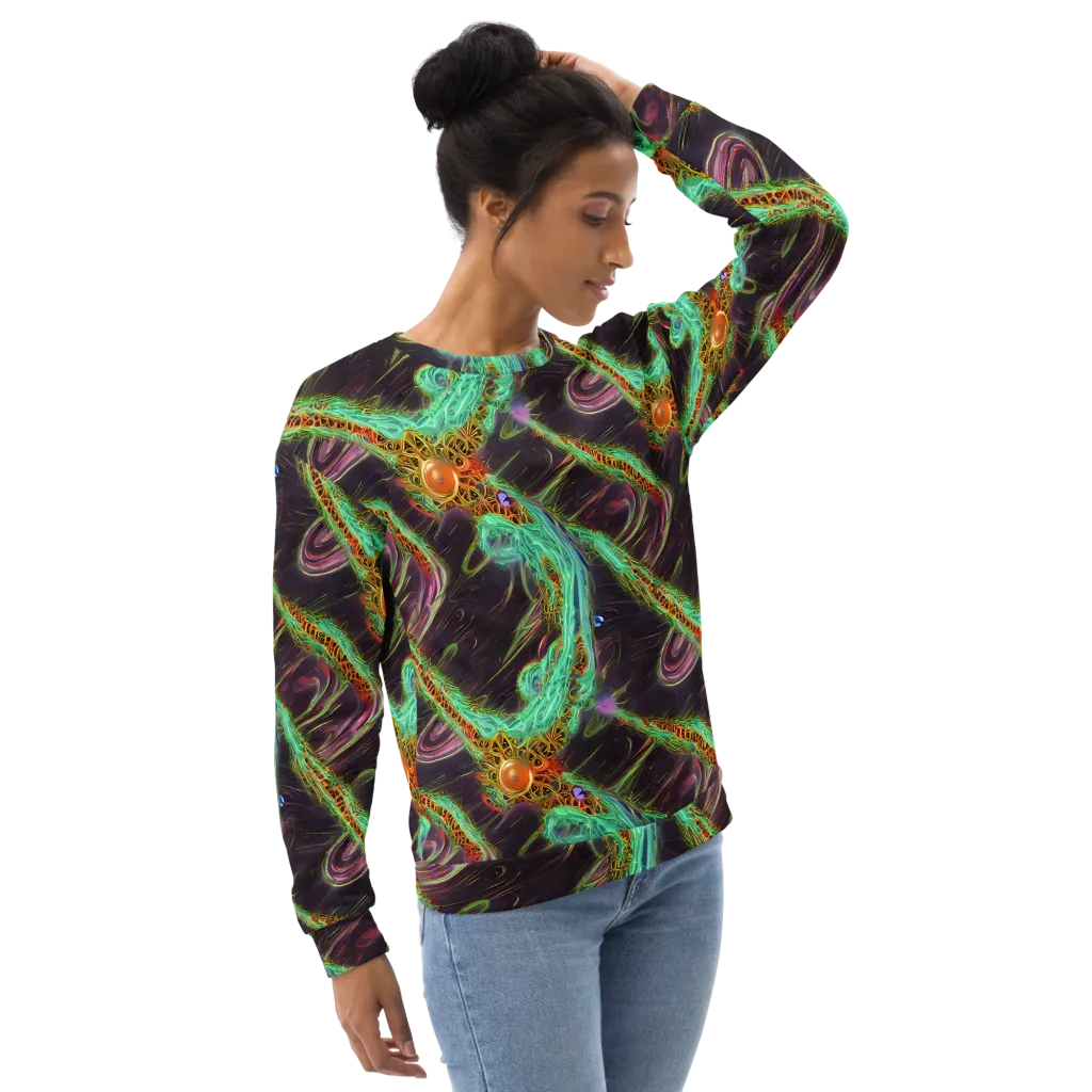 Turquoise Vortex on Sweatshirt — Right Front