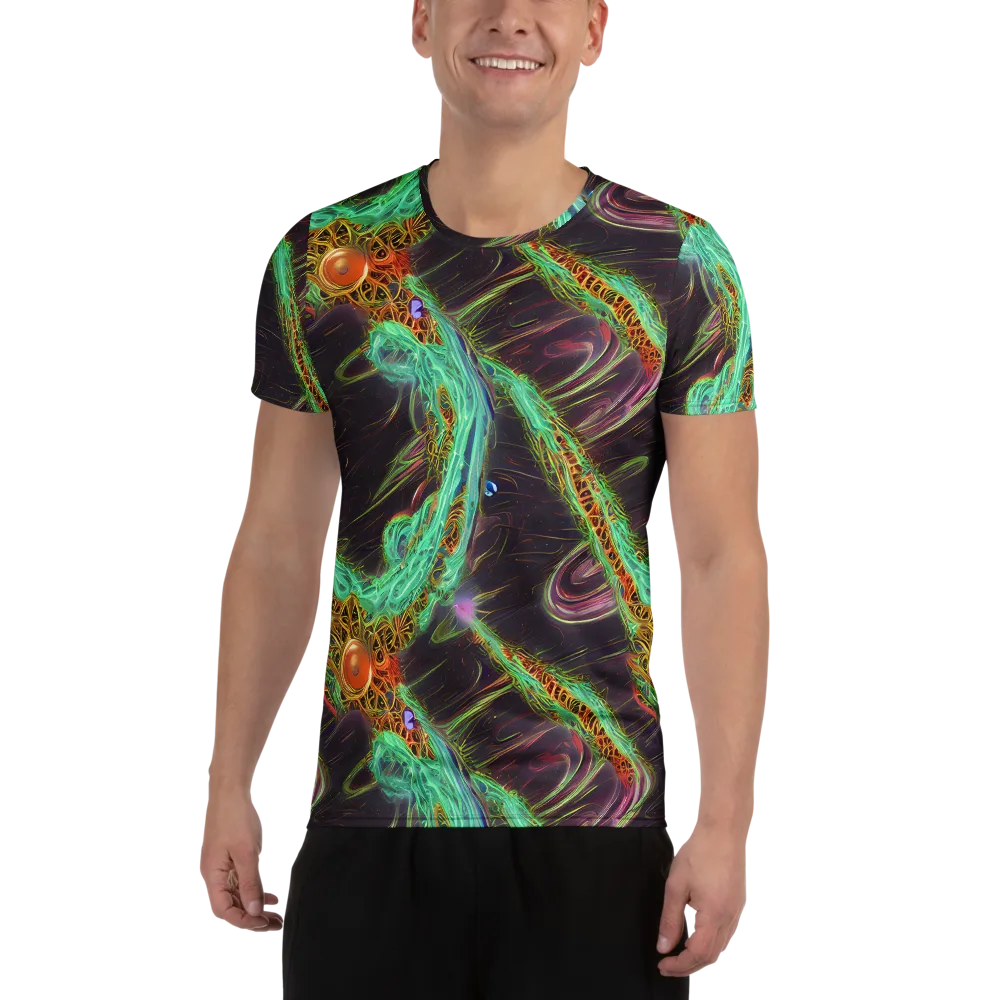 Turquoise Vortex on Men's Athletic T-Shirt — Front