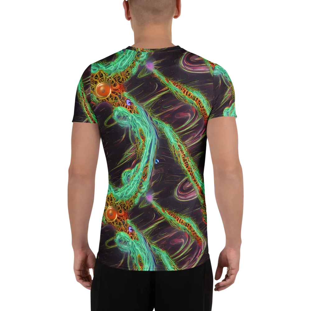 Turquoise Vortex on Men's Athletic T-Shirt — Back