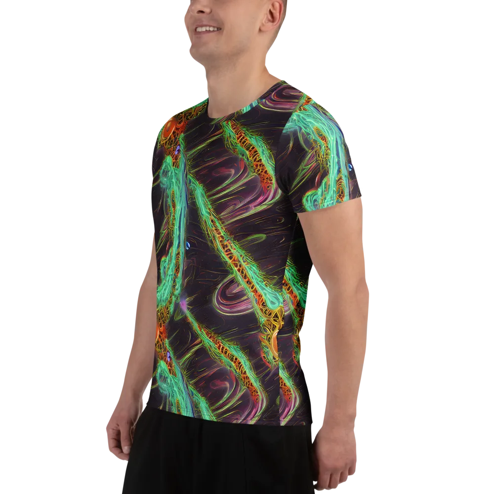 Turquoise Vortex on Men's Athletic T-Shirt — Left