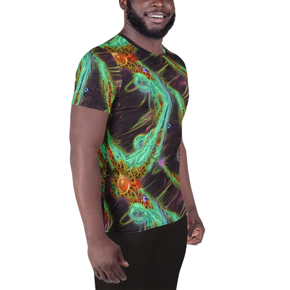 Turquoise Vortex on Men's Athletic T-Shirt — Right