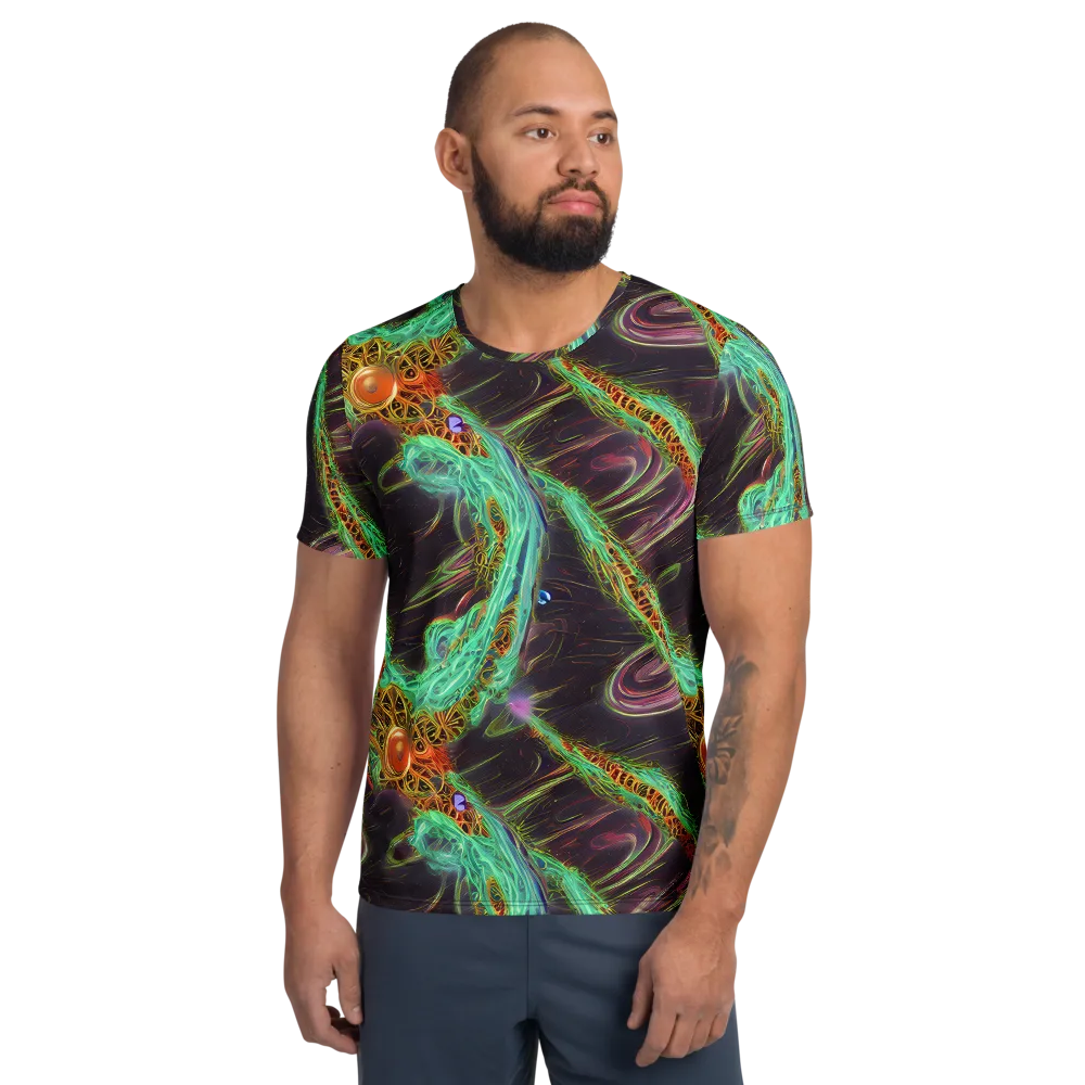 Turquoise Vortex on Men's Athletic T-Shirt — Front