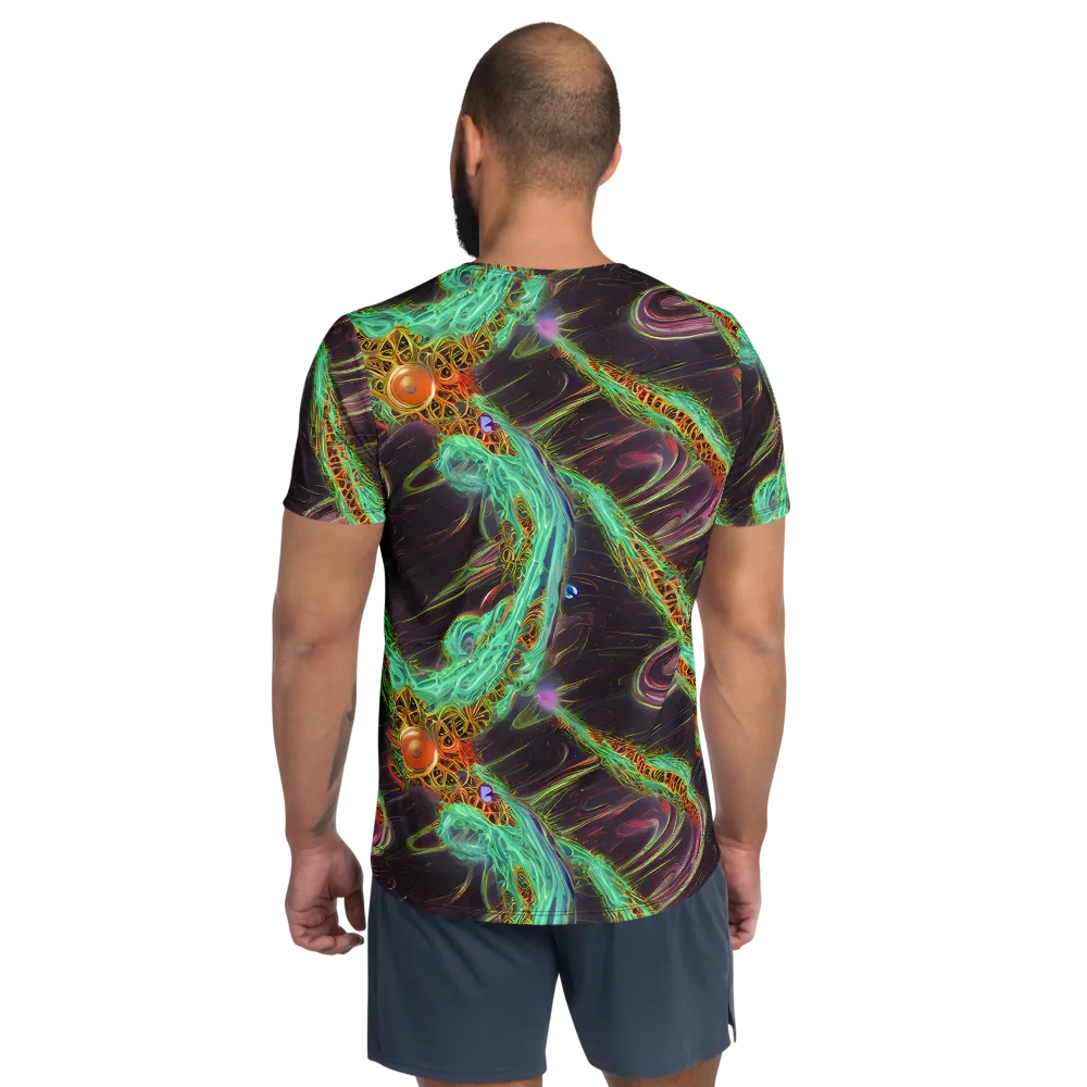 Turquoise Vortex on Men's Athletic T-Shirt — Back