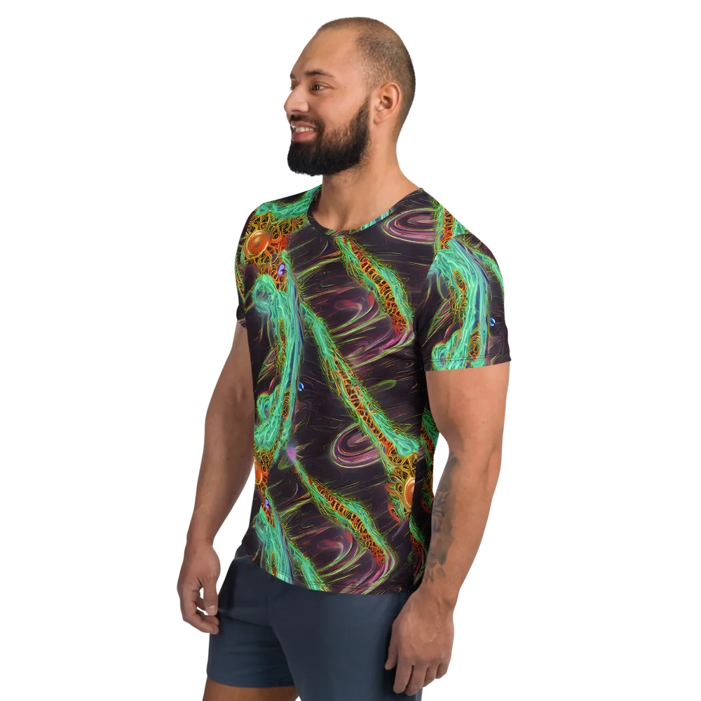 Turquoise Vortex on Men's Athletic T-Shirt — Left