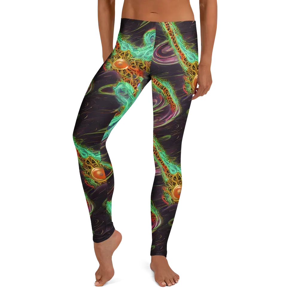 Turquoise Vortex on Leggings — Front