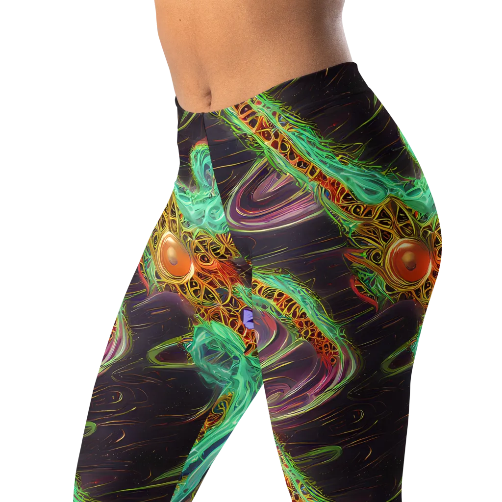 Turquoise Vortex on Leggings — Left Front