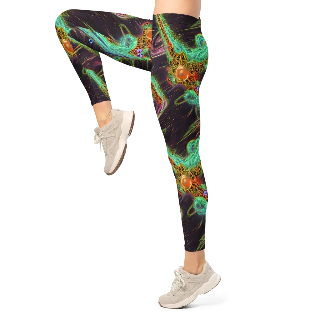 Turquoise Vortex on Leggings — Left