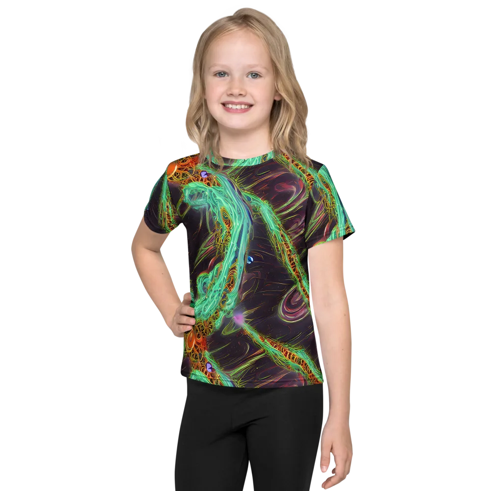 Turquoise Vortex on Kids Crew Neck T-Shirt — Front