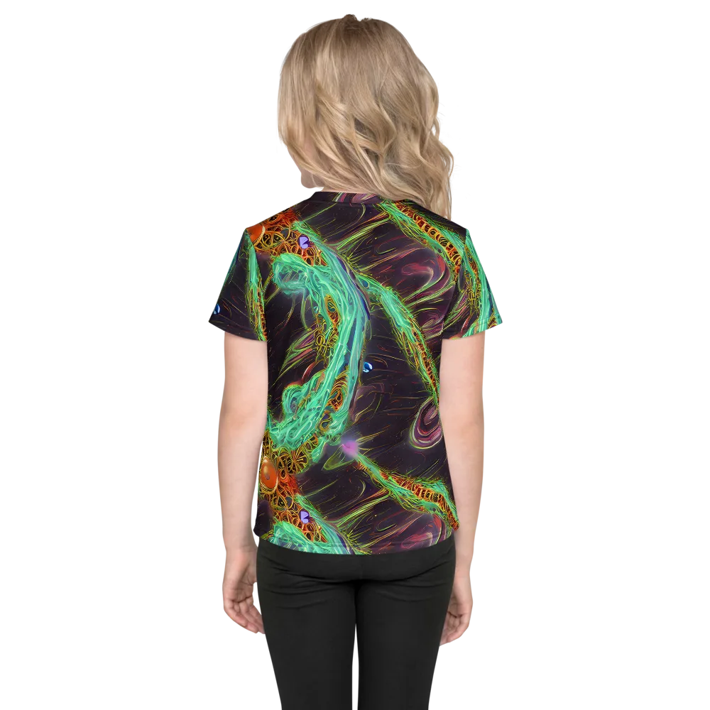 Turquoise Vortex on Kids Crew Neck T-Shirt — Back