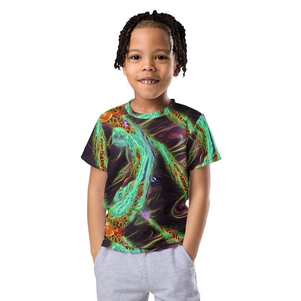 Turquoise Vortex on Kids Crew Neck T-Shirt — Front