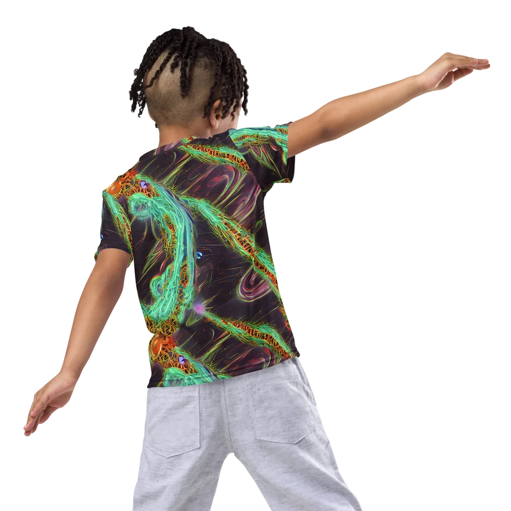 Turquoise Vortex on Kids Crew Neck T-Shirt — Back