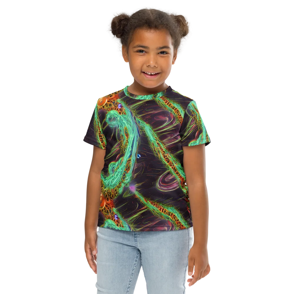 Turquoise Vortex on Kids Crew Neck T-Shirt — Front